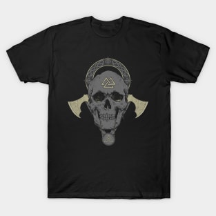 Norse Viking Skull Nordic Scandinavian Pagan Symbols T-Shirt